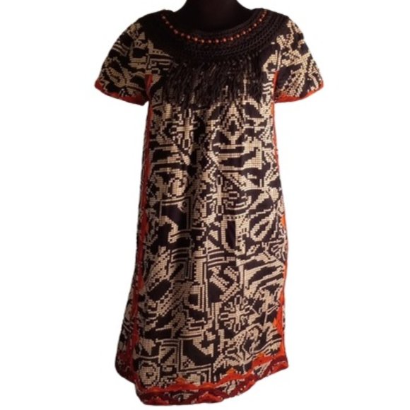 Anthropologie Dresses & Skirts - Floreat by Anthropologie XS Dress Fringe Beaded Crochet Embroidered